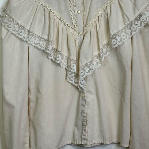 Jessica's Gunnies Size 7 Ivory and White Lace Gunne Sax Button Up Blouse - Picture 3 of 8